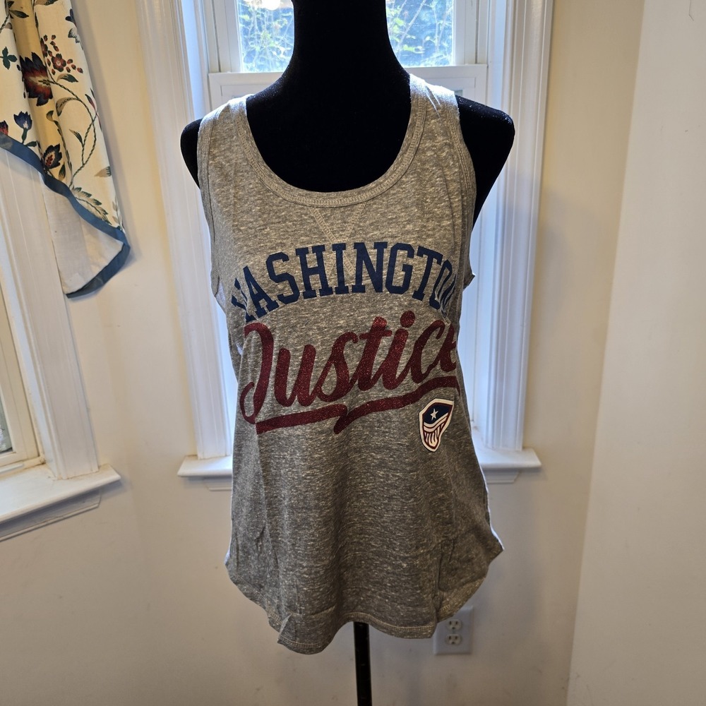 Touch by Alyssa Milano Washington Justice Tank Top Large Gray Glitter Graphic T